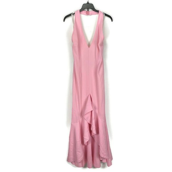 NBD Revolve Pink Gwendolyn Halter Ruffle Gown - Picture 3 of 6